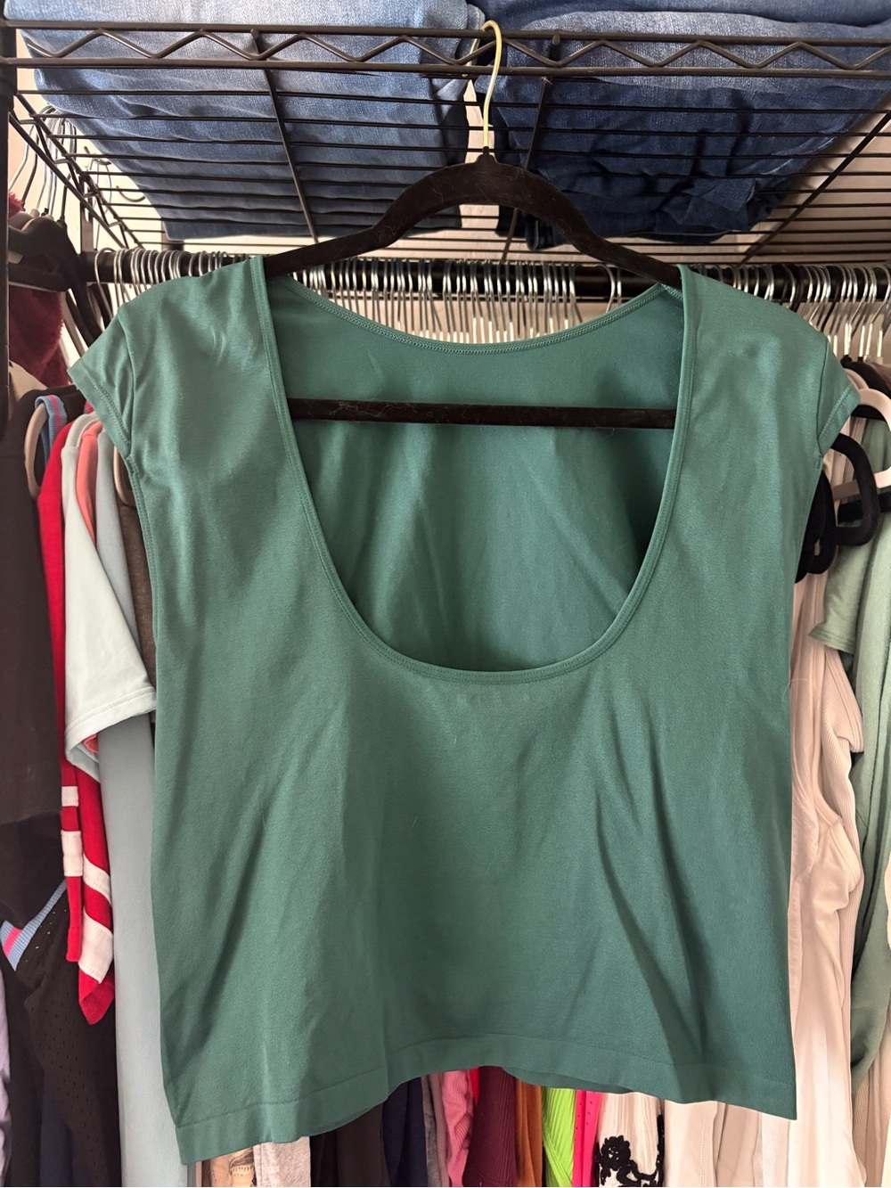 wild fable Scoop Neck Crop Tank Top - Teal Green